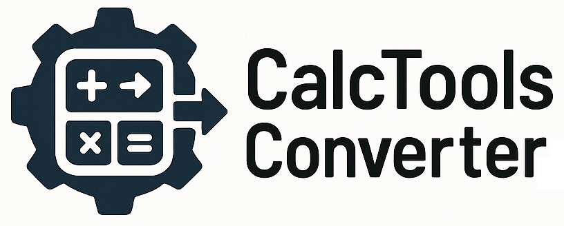 Logo for Calctoolsconverter.com featuring a stylized calculator inside a gear, symbolizing tools and conversion, with two arrows indicating transformation. The website name is displayed in bold black text to the right, creating a modern and professional design.